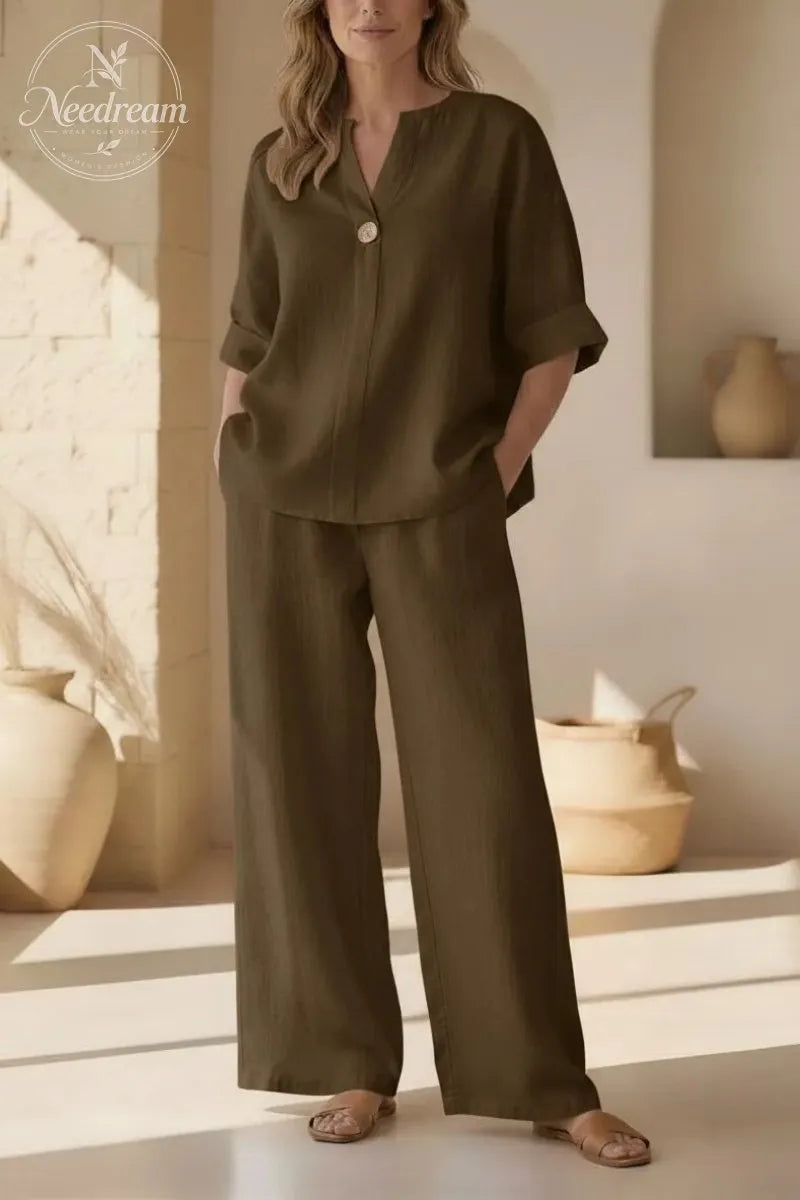 💥Women's Cotton Linen Wide-Leg Home Wear Set