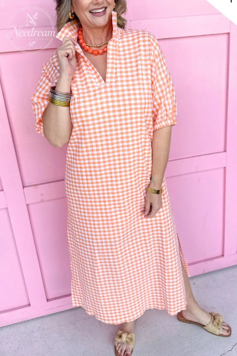 Blakely Dress - Orangesicle Gingham