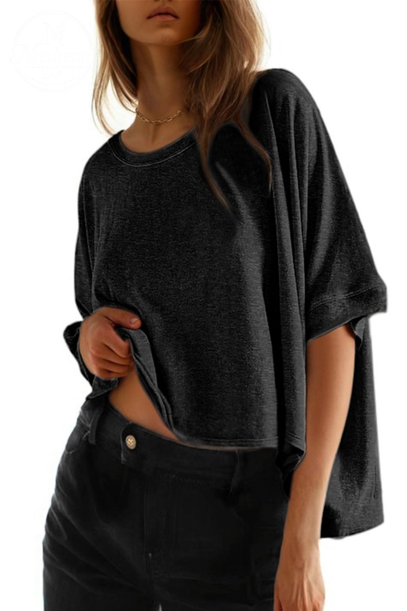 Womens Solid T Shirts for Women Loose Oversized Tops Basic Tee