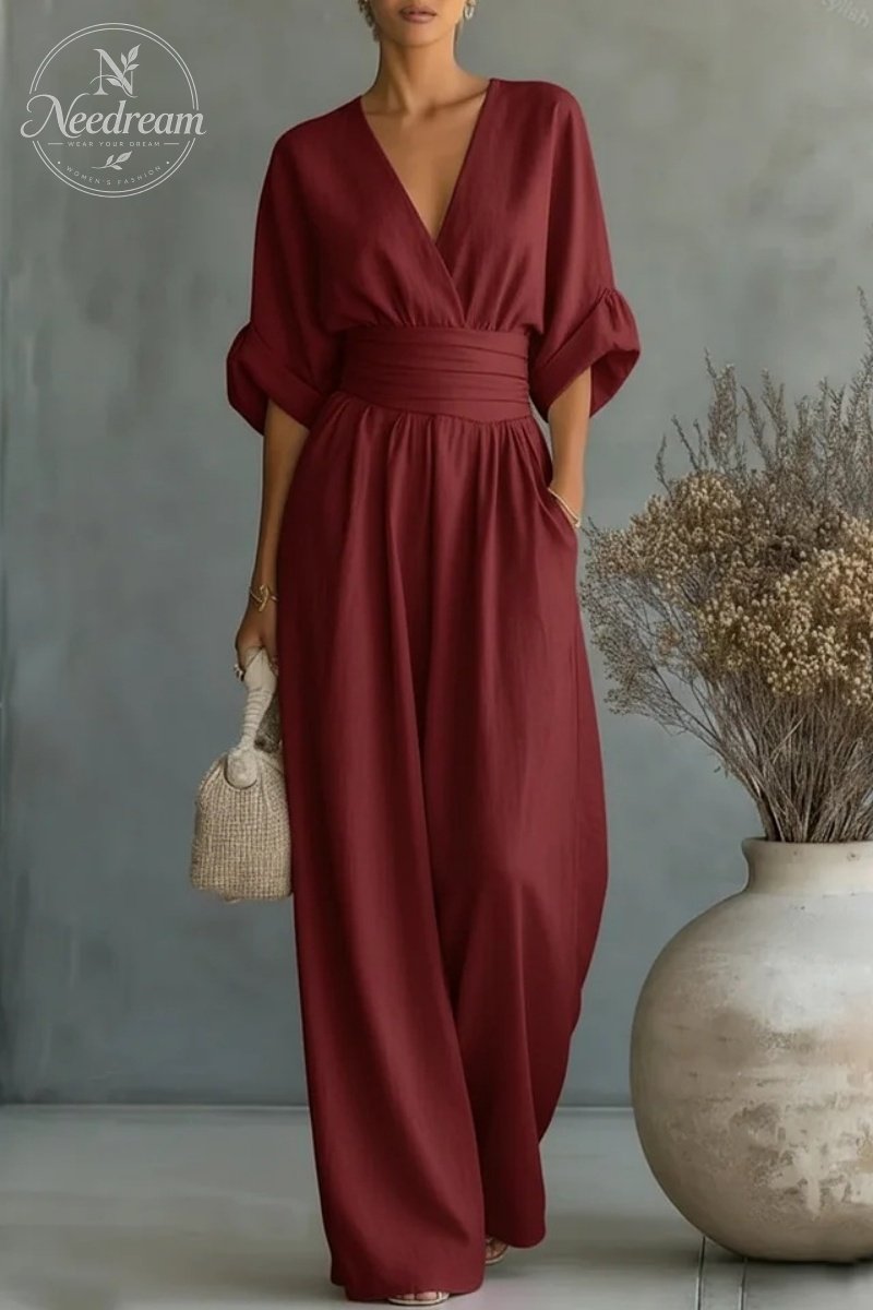 Fashion V-neck Waist Jumpsuit