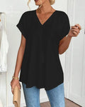 Flowy V-Neck Top With Pleats At The Back