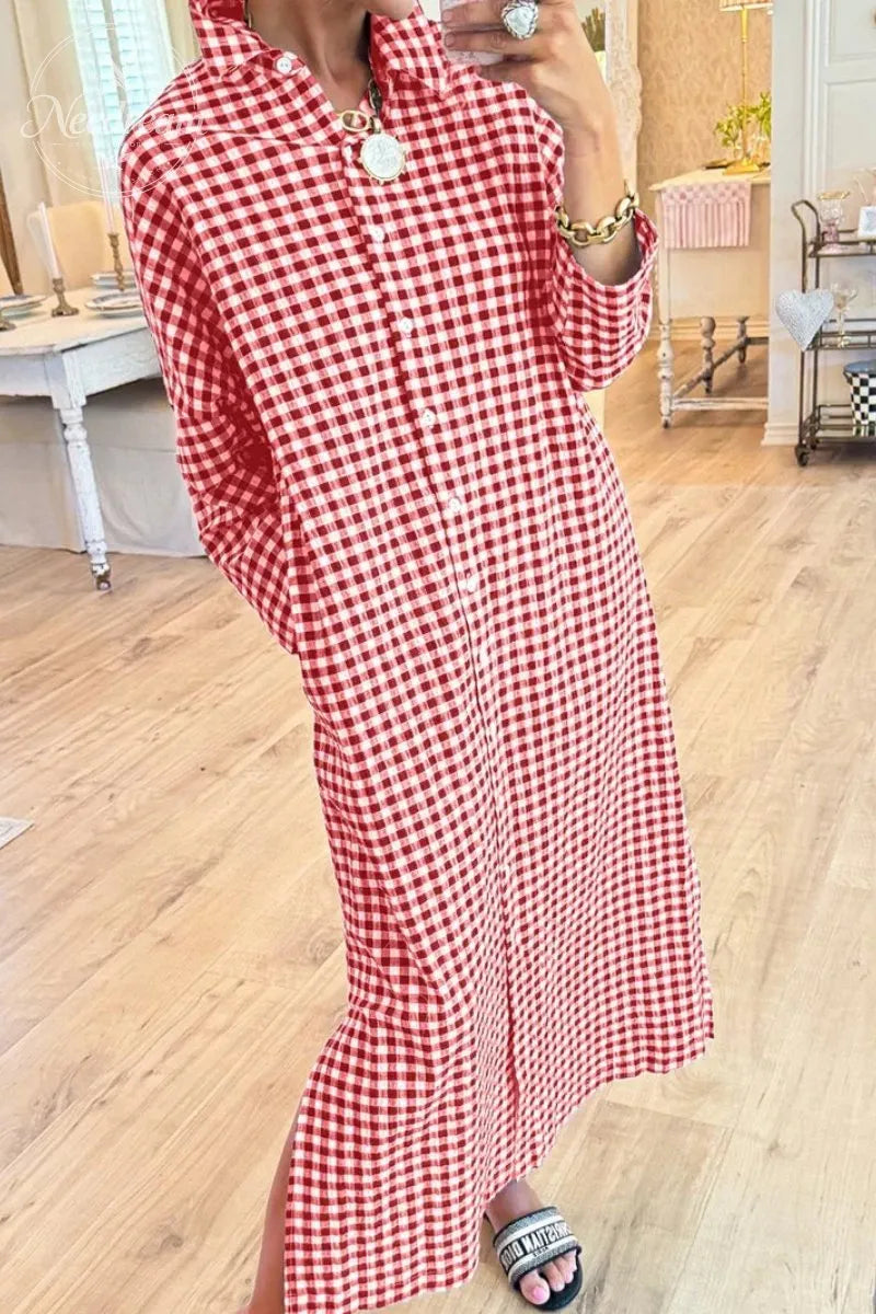 Seersucker Gingham Maxi Dress