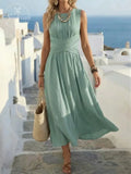 Women's Casual Sage Green Sleeveless Dress