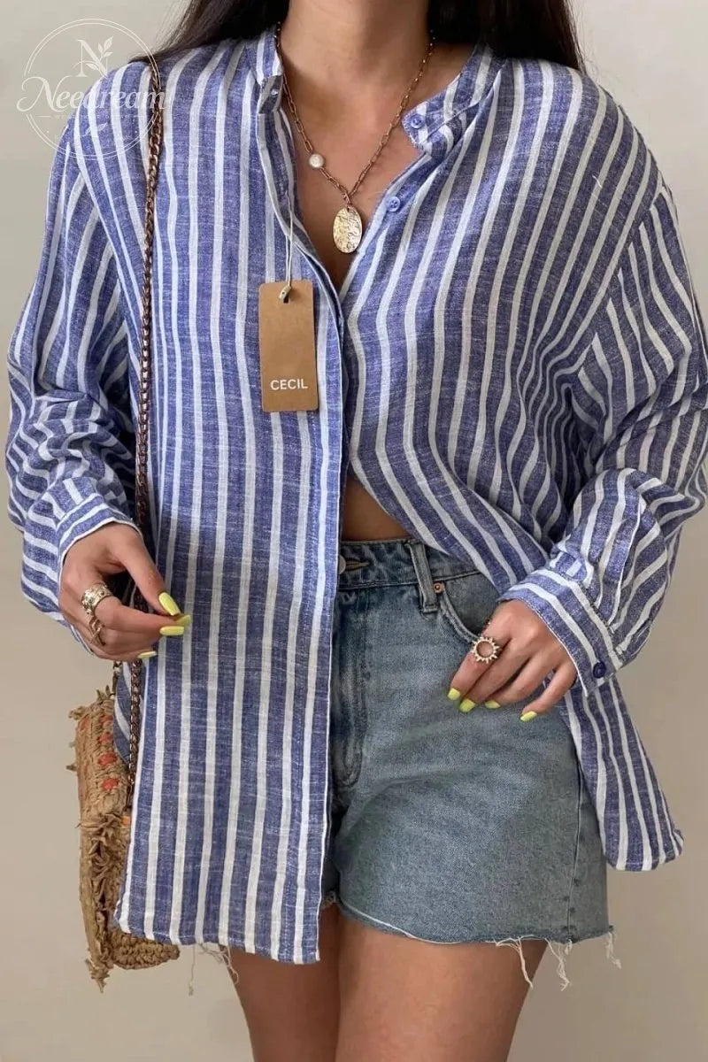 Striped Shirt With Buttons On The Side