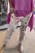 Women'S Floral Print Elastic Waist Casual Pocket Pants  (With Pockets)