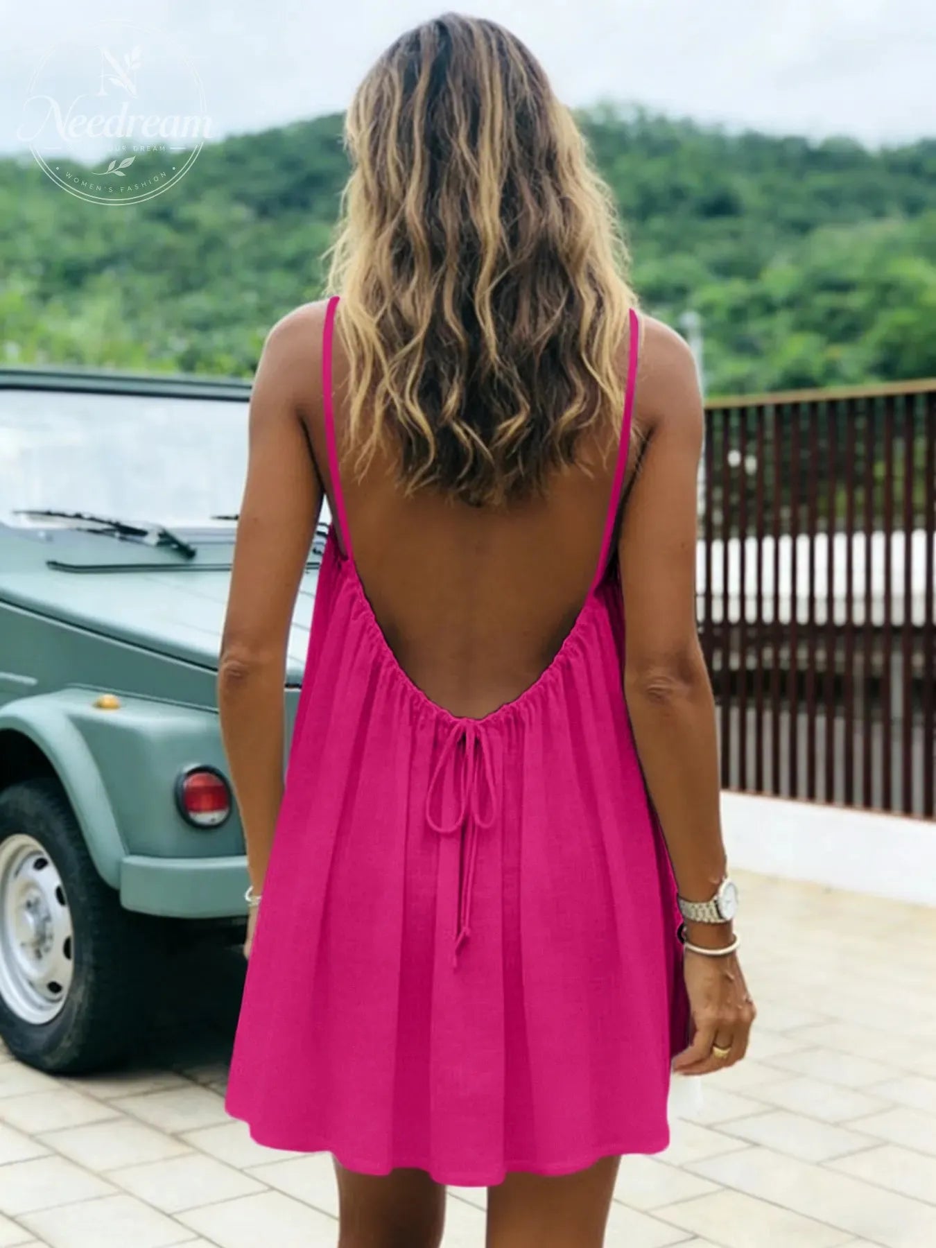 Women'S Solid-Color Camisole Loungewear, Elegant Sleeveless Mini Dress