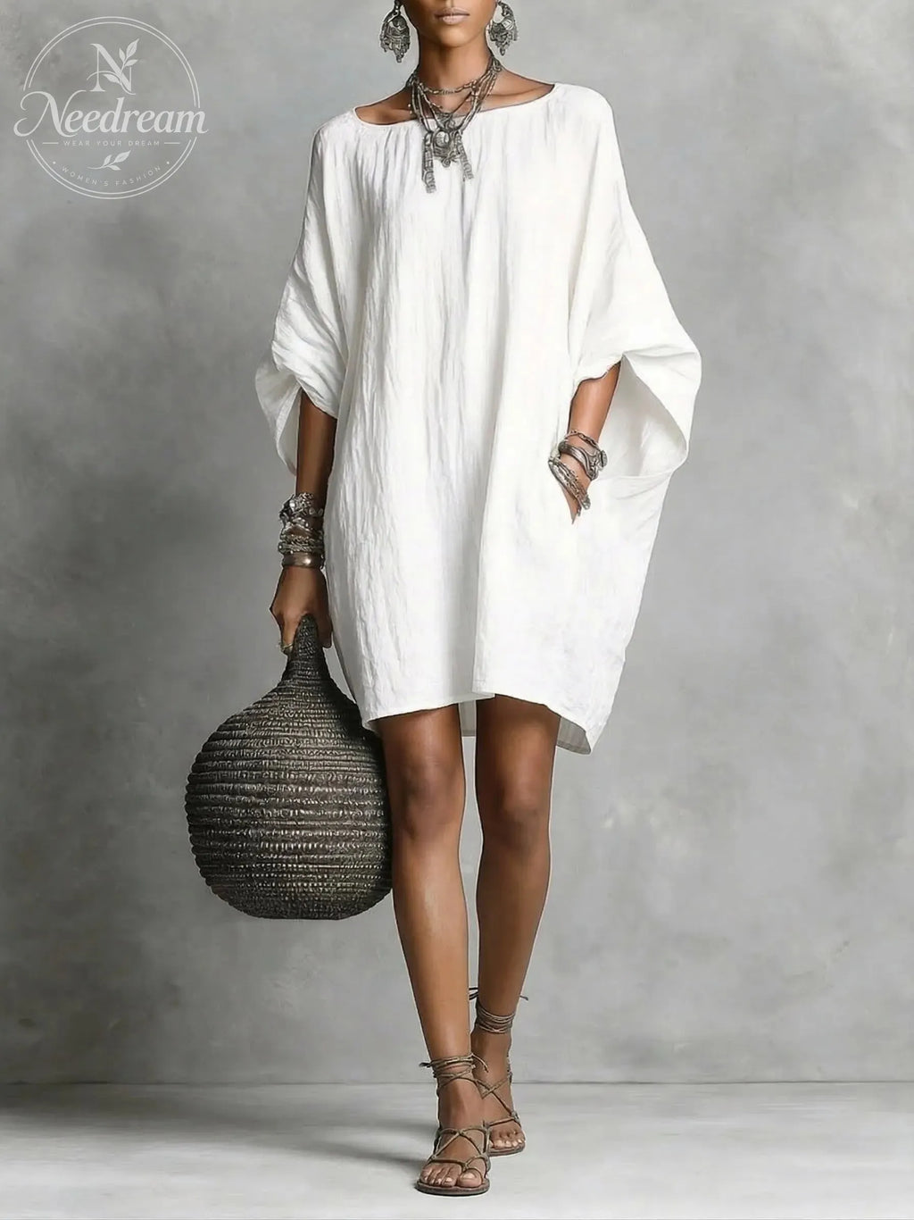 Casual cotton and linen dress