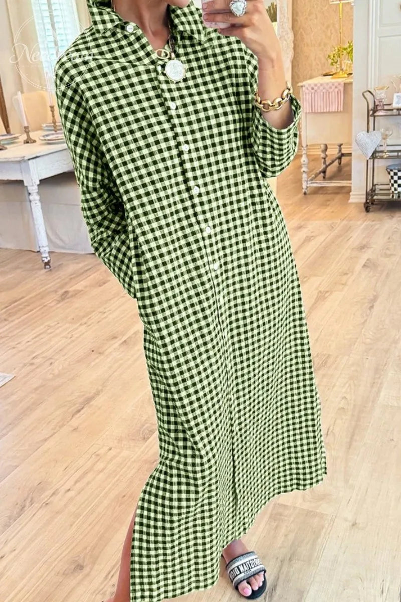 Seersucker Gingham Maxi Dress