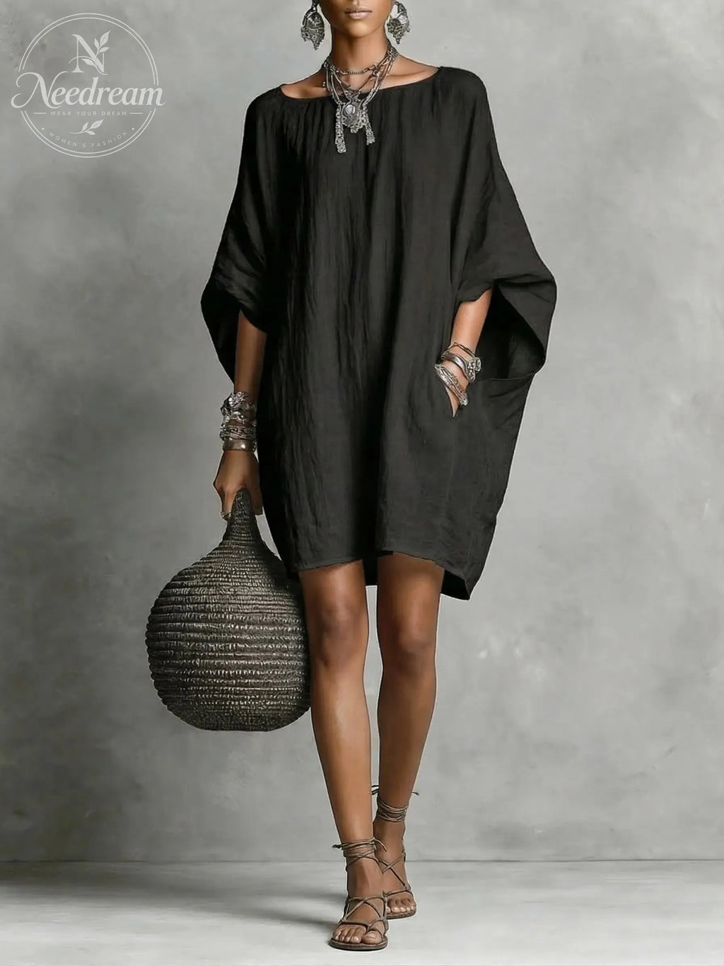 Casual cotton and linen dress