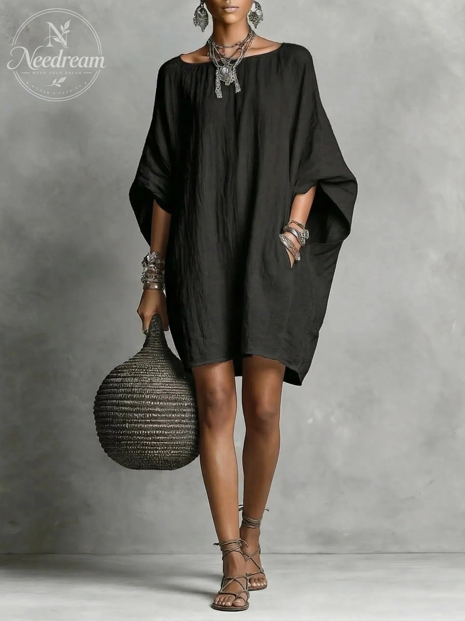 Casual cotton and linen dress