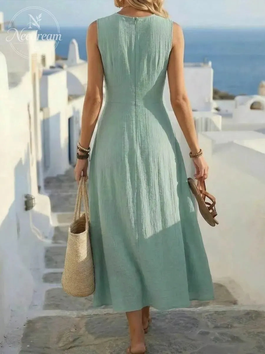 Women's Casual Sage Green Sleeveless Dress