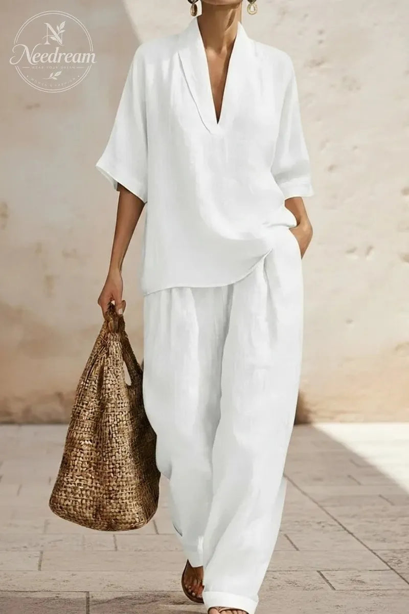 Women's Casual Cozy Minimalist Linen Two-piece Set