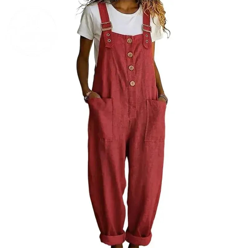 👖 LIMITED TIME 50% OFF! 🌿 Women's Casual Loose Fit Overalls – Button Front, Deep Pockets, Relaxed Style 🍃