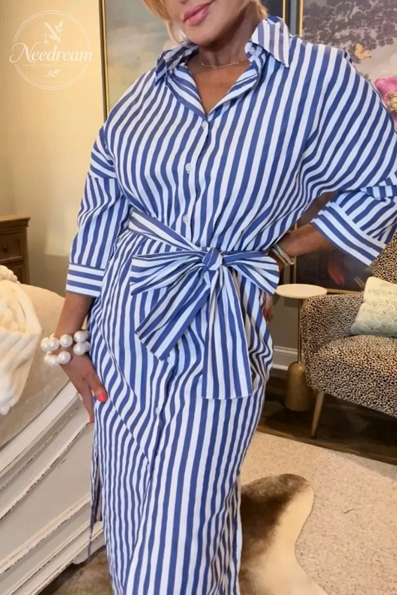 Keira Striped Cotton Shirt Dress