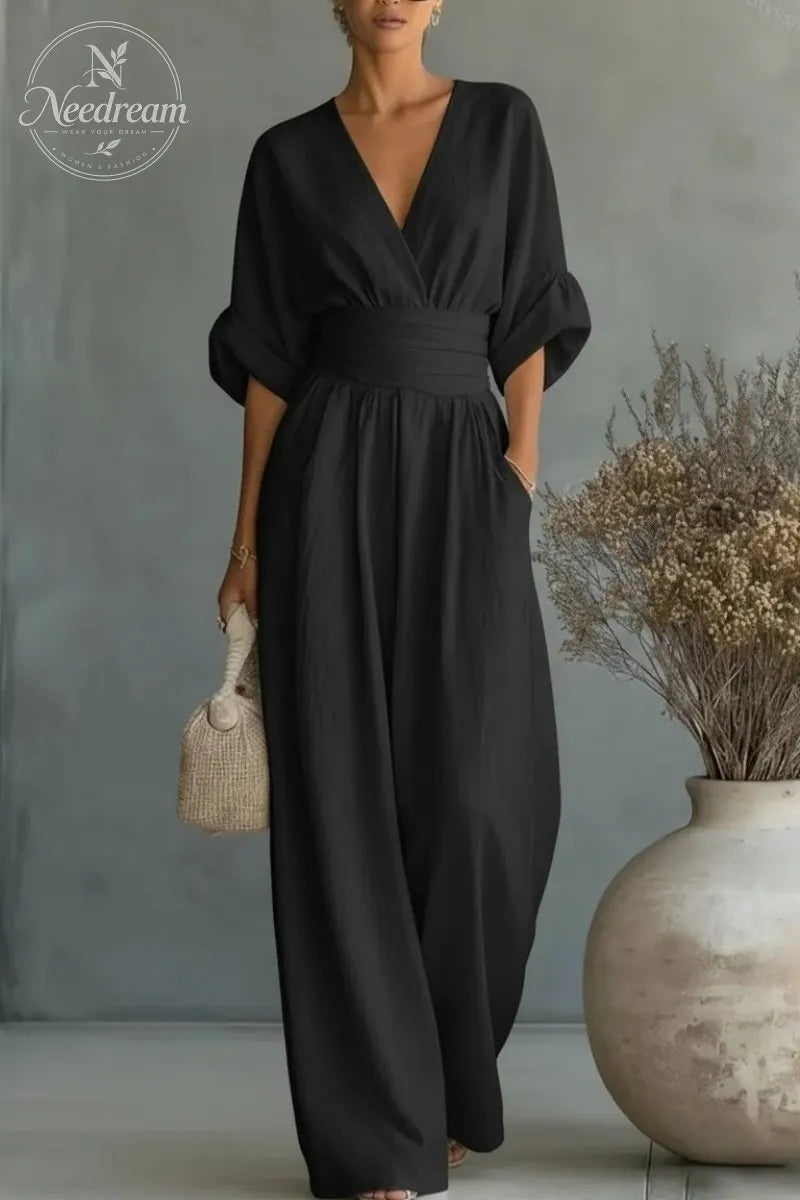 Fashion V-neck Waist Jumpsuit