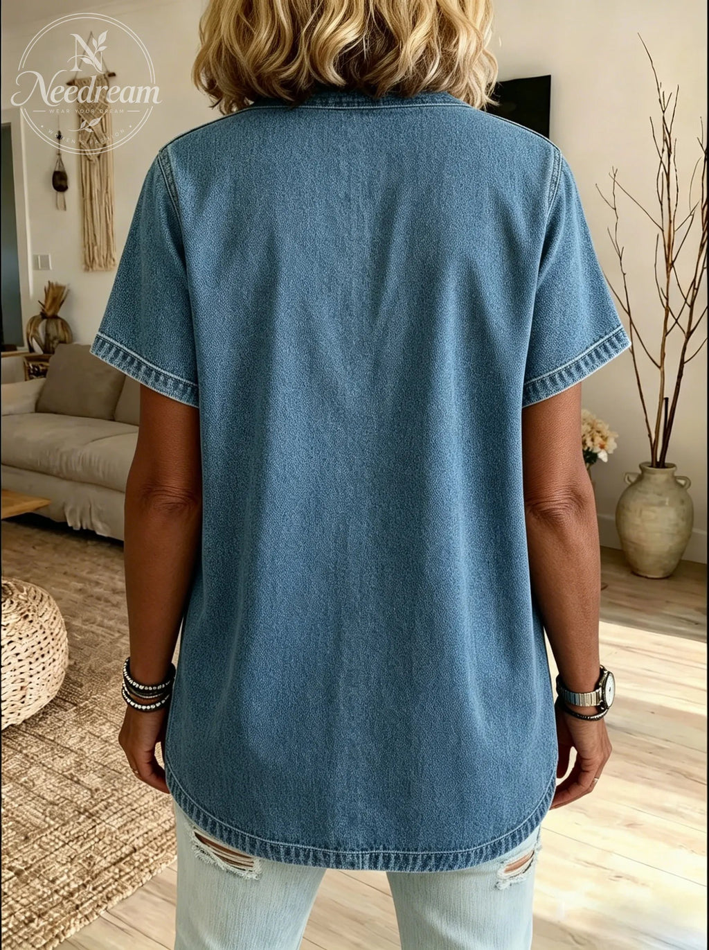 Women'S Classic Short-Sleeved Denim Jacket