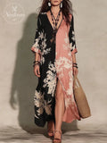 Effortless Boho Two-Tone Floral Slit Maxi Dress