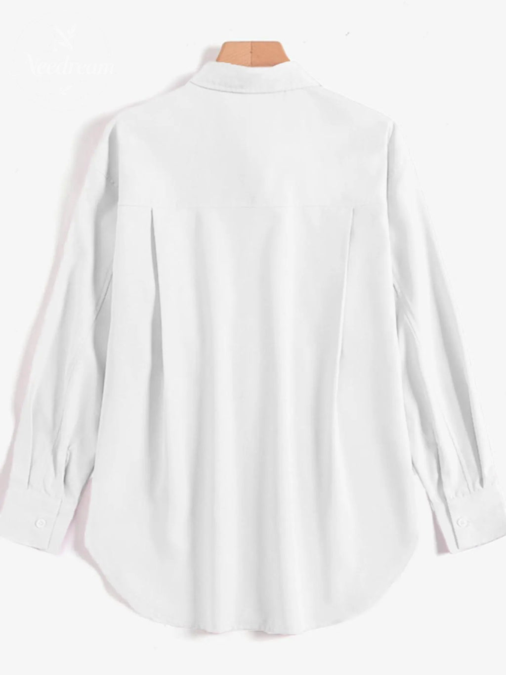 Women's Plain Button Front Drop Shoulder Shirt Blouse
