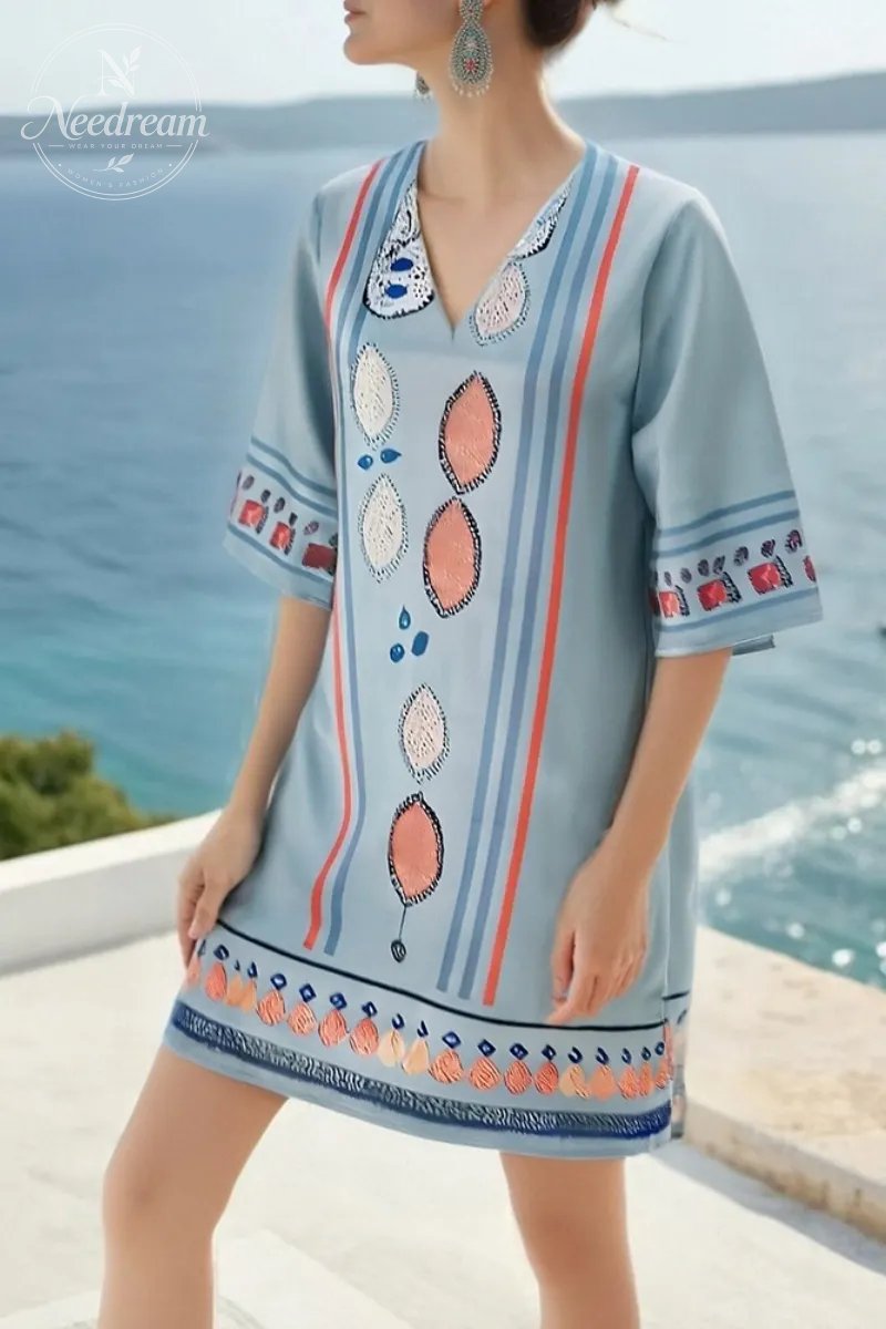 Bohemian Retro Loose Ethnic Style Vacation Dress