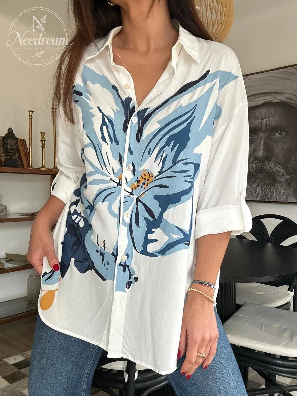 Autumn Breeze Oversized Floral Shirt (4 colors)