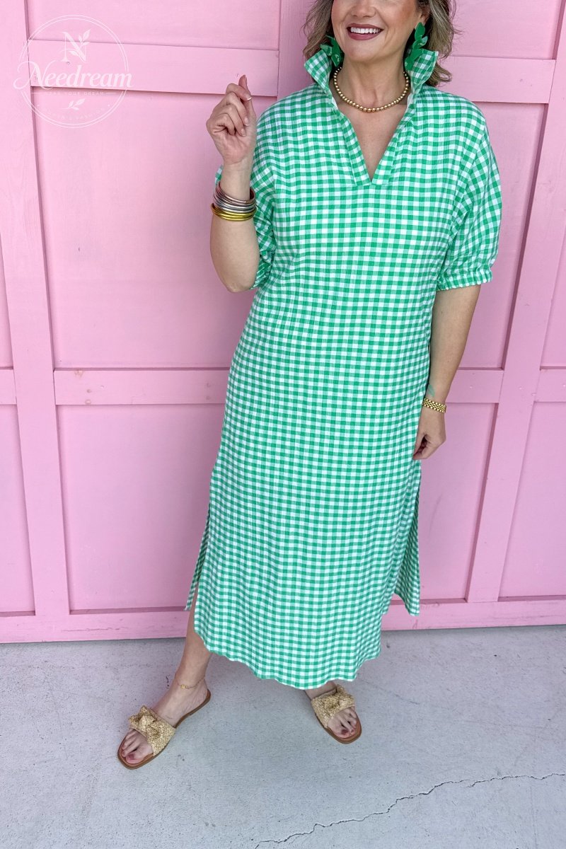 Blakely Dress - Green Apple Seer Gingham