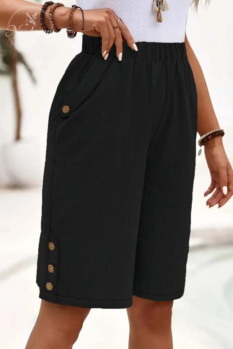 Elegant Solid Color Loose Pants