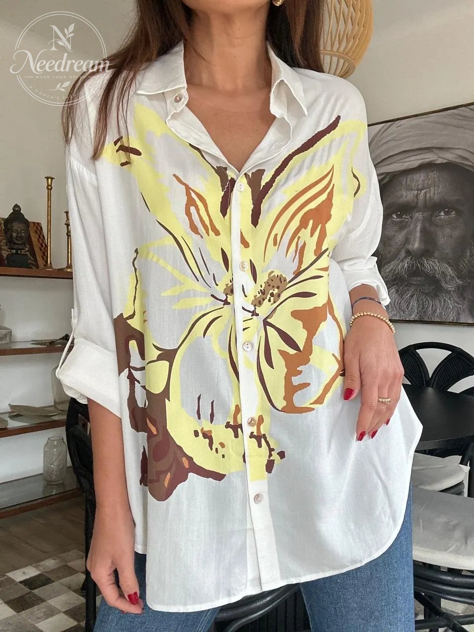Autumn Breeze Oversized Floral Shirt (4 colors)