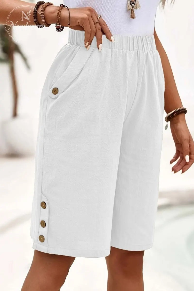Elegant Solid Color Loose Pants