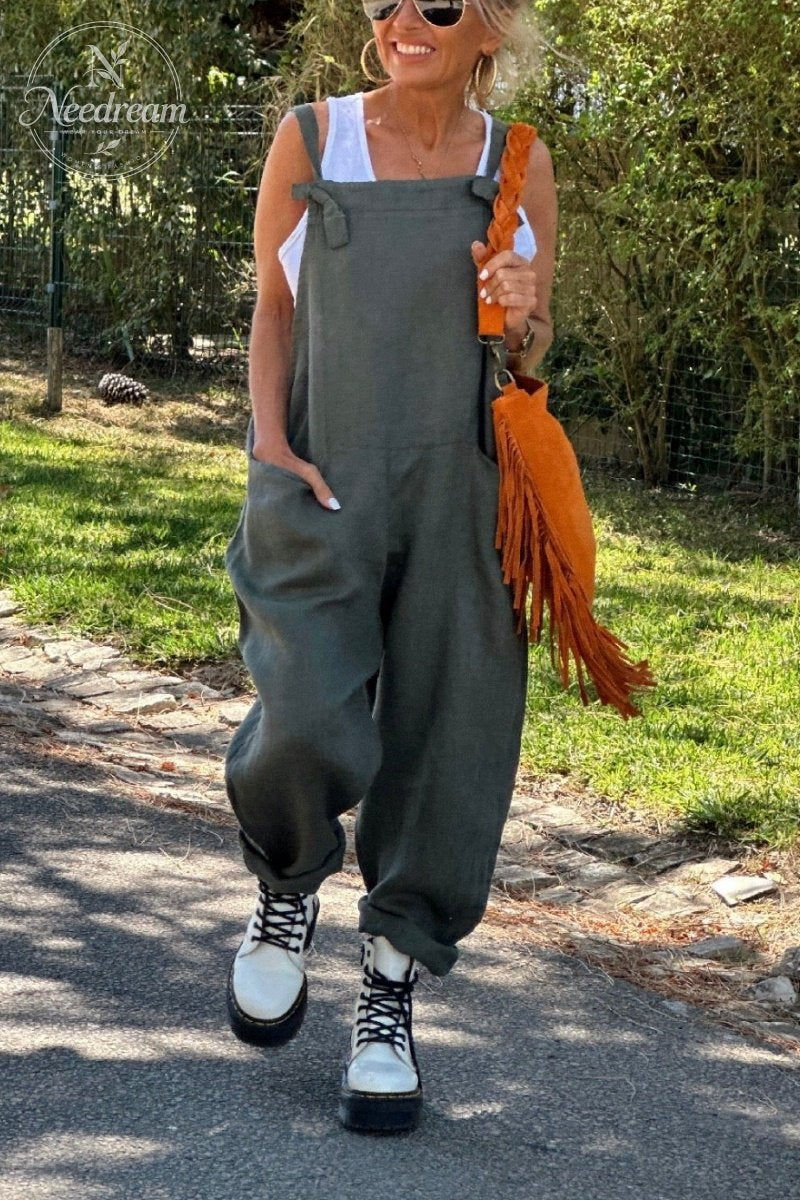 Linen Overalls With Pockets
