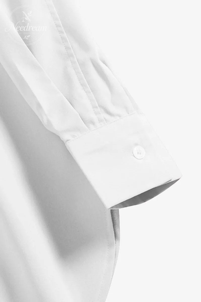 Women's Plain Button Front Drop Shoulder Shirt Blouse