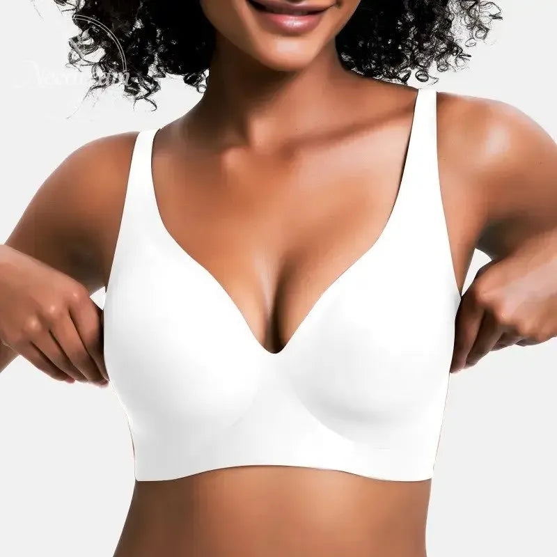 Womens Comfortable Wireless Bras Push Up Bralettes Seamless Tshirts Bras Deep V Everyday Bras