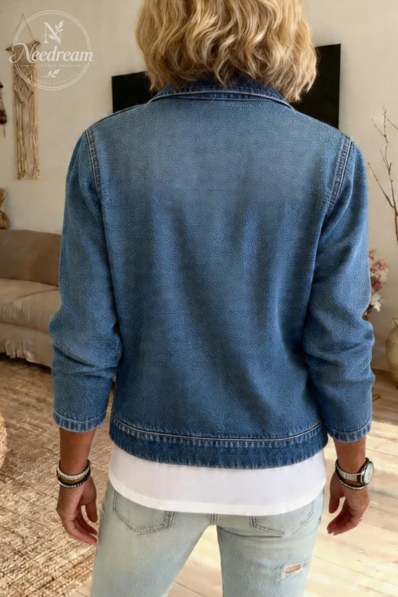 Women's Casual Denim Zipper Cardigan
