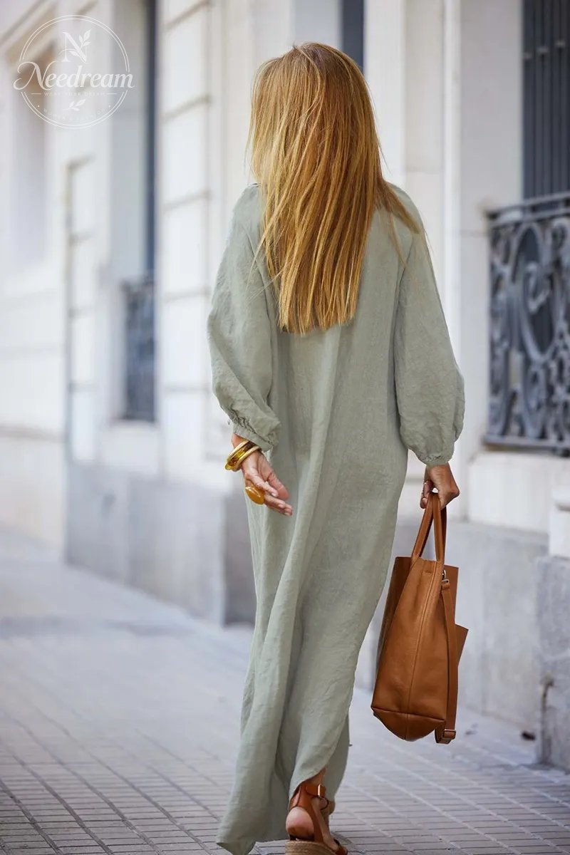 Luna's Serene Escape Buttoned Maxi Dress