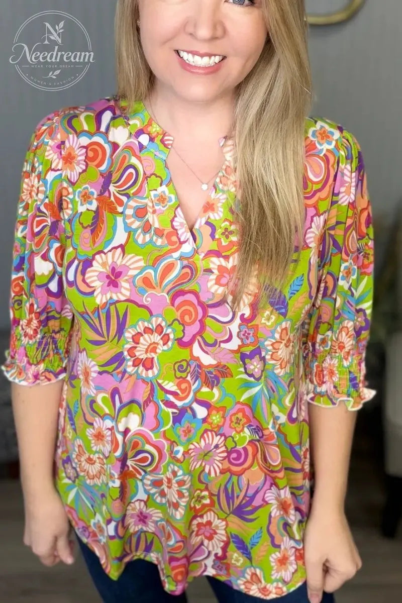 Lizzy Smock 3/4 Top