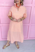 Blakely Dress - Orangesicle Gingham