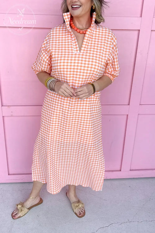 Blakely Dress - Orangesicle Gingham