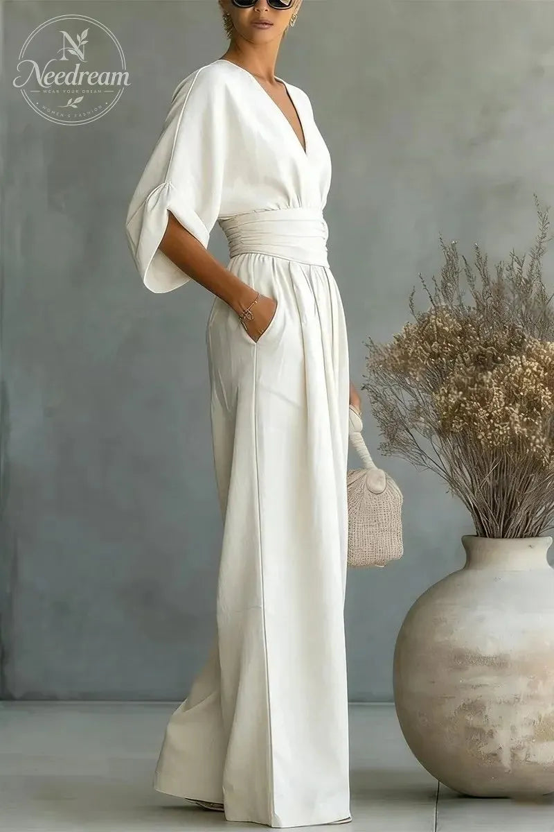 Fashion V-neck Waist Jumpsuit