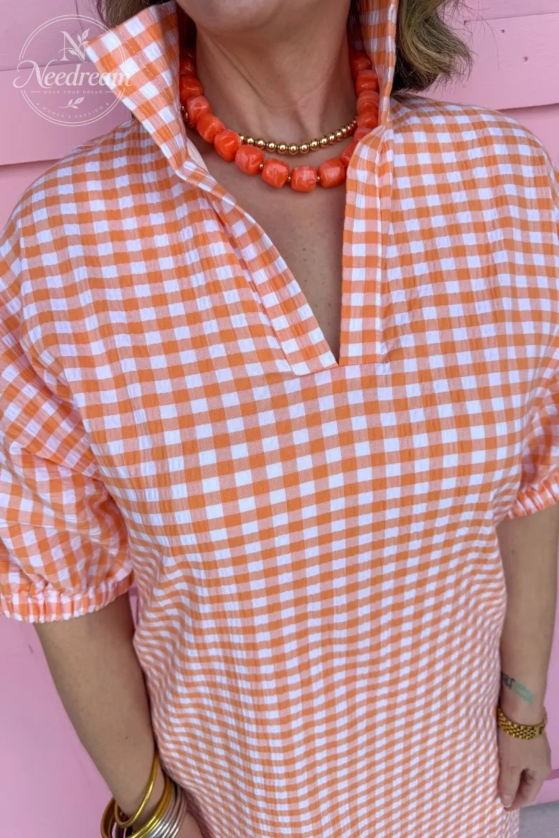 Blakely Dress - Orangesicle Gingham