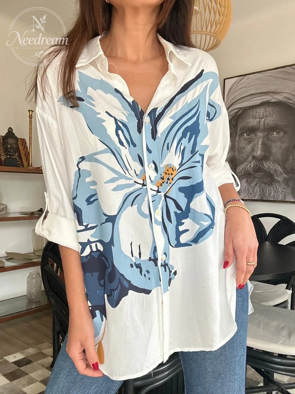 Autumn Breeze Oversized Floral Shirt (4 colors)