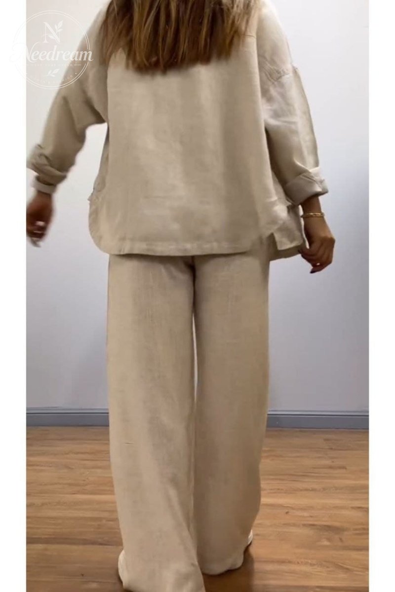 Lace-Up Cotton And Linen Trousers