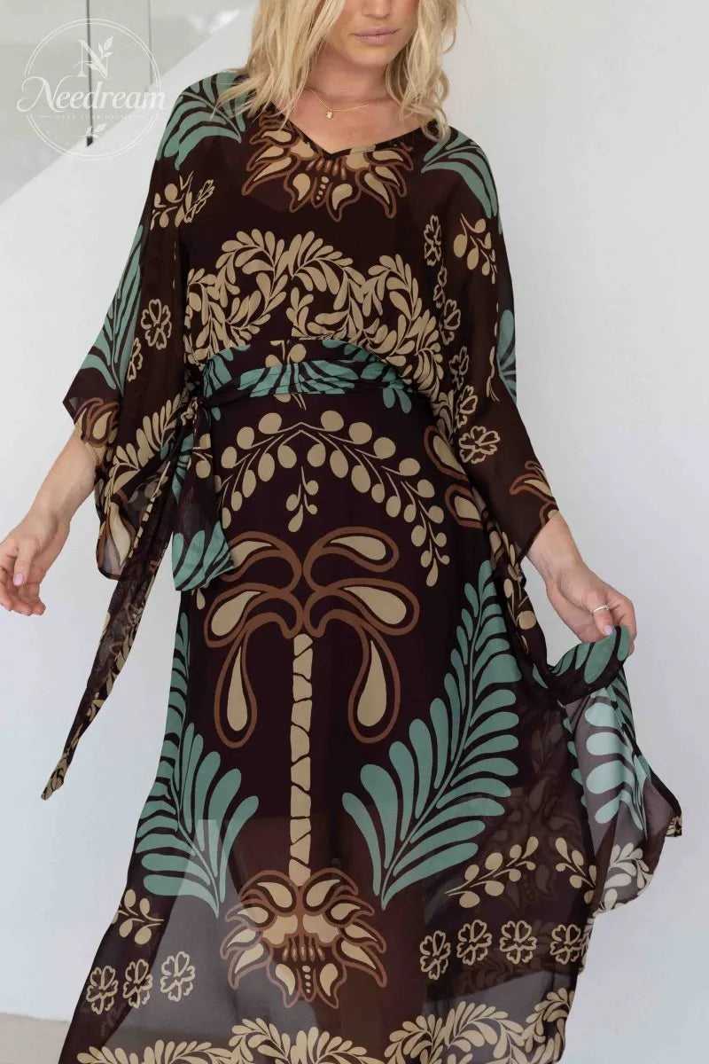 Bohemian V-Neck Loose Dress