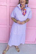 Blakely Dress - Purple Gingham