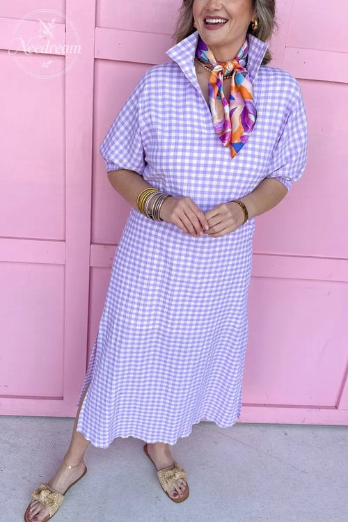 Blakely Dress - Purple Gingham