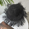Wide-Brimmed Hand-Woven Straw Hat With Tassels