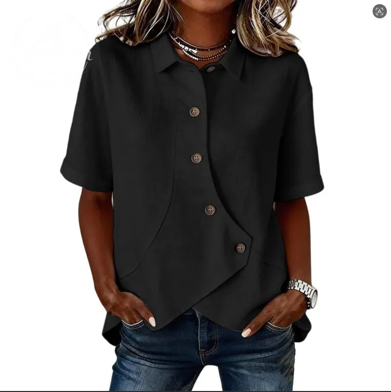 Women'S Casual Solid Color Asymmetrical Shirt
