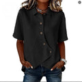 Women'S Casual Solid Color Asymmetrical Shirt