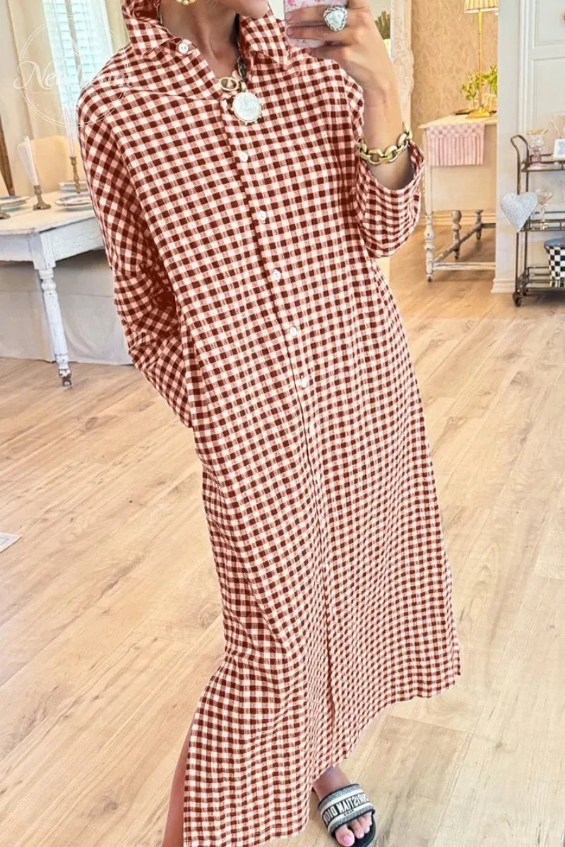 Seersucker Gingham Maxi Dress