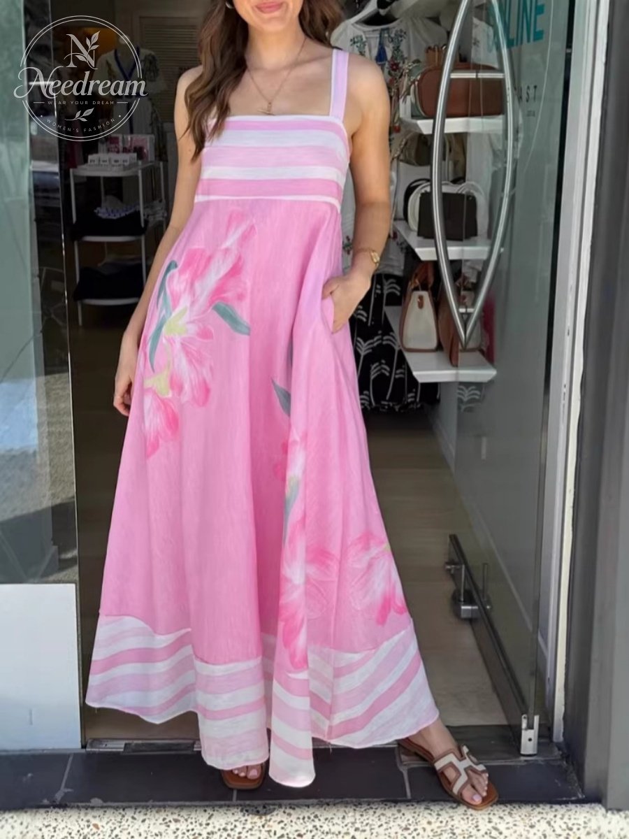 Floral Print Vacation Maxi Dress