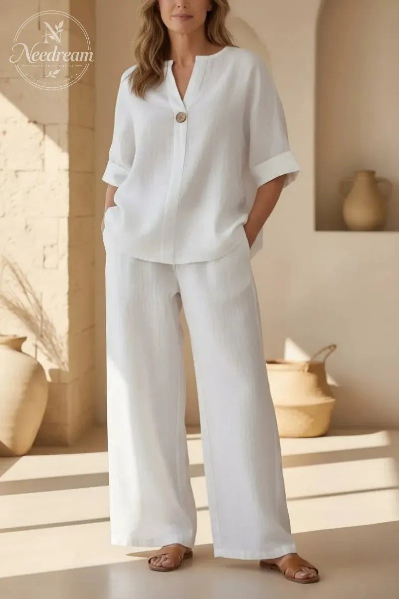 💥Women's Cotton Linen Wide-Leg Home Wear Set