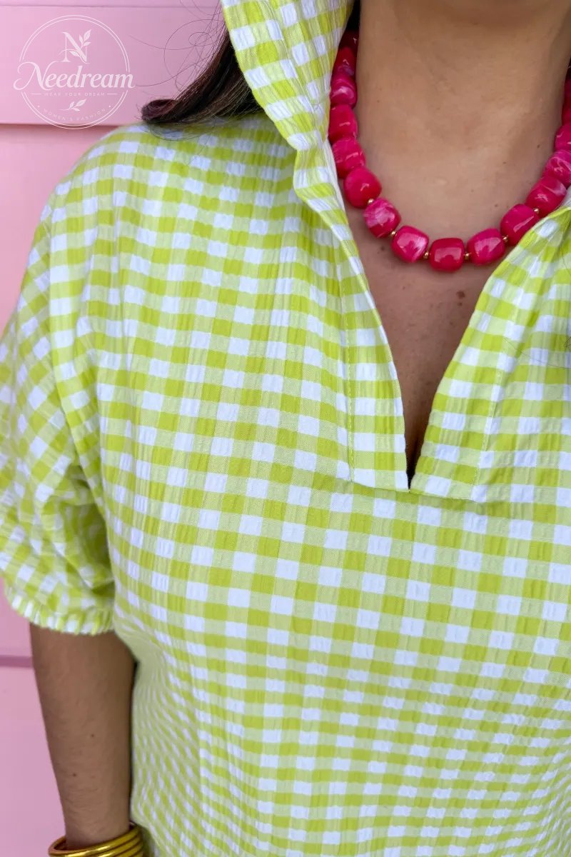 Blakely Dress - Limeade Gingham